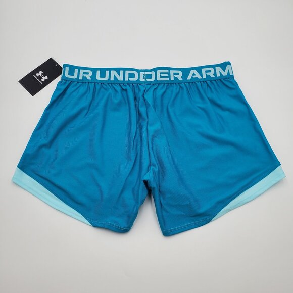 Under Armour UA Play Up 2.0 Womens Shorts Loose Fit Athletic Training Blue NEW - Picture 3 of 3
